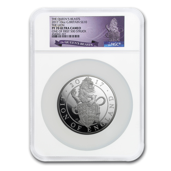 2017 GB 10 oz Silver Queen's Beasts Lion PF-70 NGC (Box & COA) 2017 GB 10 oz Silver Queen's Beasts Lion PF-70 NGC (Box & COA)
